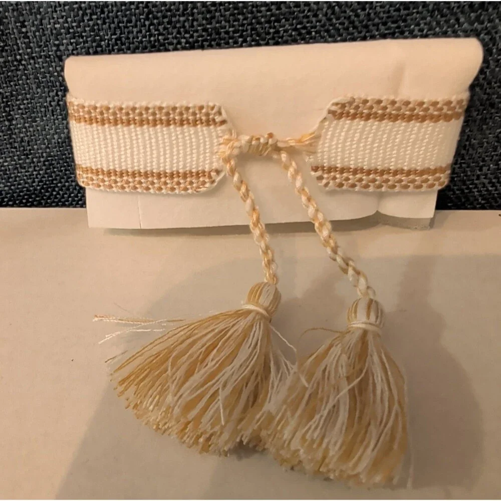 Coresky J'Adore Embroidered Woven Tassel Bracelet Gold Boho NIB